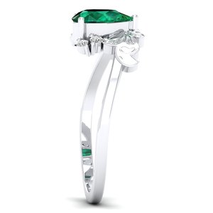 REYES High Quality 925 Sterling <b>Silver</b> Moissanite Engagement Rings Pear Cut 0.75Ct Emerald Gemstone Trendy Eternity Ring - Product Image 3