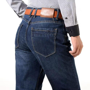 Factory Custom-made Men's Light Blue Denim <b>Jeans</b> High <b>Elastic</b> <b>Waist</b> 100% Cotton Lightweight Loose Straight & Wide Legs - Product Image 6