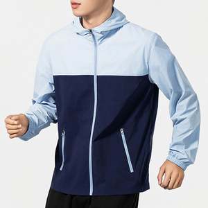 Men's Hooded <b>Jacket</b> For <b>Running</b> Climbing Outdoor <b>Lightweight</b> Stretch Nylon Spandex Windbreaker with Zippered Pockets Regular Fit - Product Image 2