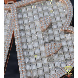 Trisha Jewels - Colgante de Letra YB de Alta Calidad en Oro Rosa y Rodio, Plata 925, Micro Pavé, Baguette, Diamantes Cultivados en Laboratorio, Certificado GIA, Estilo Hip Hop - Product Image 4