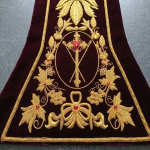 Handmade Gold Bullion Embroidery Church <b>Banner</b> Velvet Liturgical Vestment Column Altar Hanging Pulpit Antependium Stole - Product Image 2