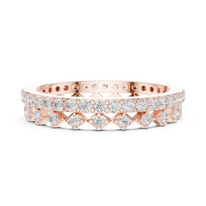 Anillo de banda de eternidad con corona de oro rosa para mujer, regalo de joyería de moda para aniversario de boda con cristales de lujo - Product Image 5