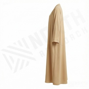 2025 OEM Kimono Abaya pour femmes musulmanes, en tissu polyester épais, doux et très extensible, col en V, manches longues, pour fêtes, Ramadan, mariages - Product Image 3