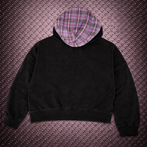 Sudadera con capucha personalizada de 450 g/m² de doble capa, felpa francesa, lavada al ácido, con efecto desgastado por el sol, logotipo serigrafiado, color negro, con cremallera, para hombre - Product Image 2