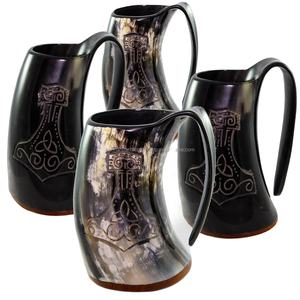 Tasses en corne de Viking faites à la main avec couvercle, écologiques, logo personnalisable pour bars à thème, cuisines, décoration intérieure, cadeaux, collectionneurs, événements - Product Image 3