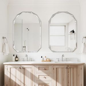 Specchio da Bagno Arcuato Senza Cornice 20x28 Pollici con Bordo Smussato a Diamante per Vanità - Product Image 4