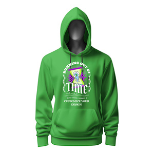 Sweat-shirt à capuche vert personnalisé pour homme, motif graphique « Running Out Of Time », pull décontracté avec poche avant - Product Image 1