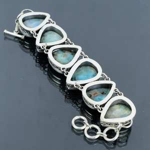 Larimar Gemstone Handmade 925 Sterling Silver Adjustable Bracelet Natural Jewelry Gift For Women - Product Image 5