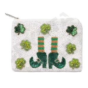 Monedero con cuentas de semillas del Día de San Patricio, hermoso monedero con cuentas personalizado para mujer, monedero de moda con - Product Image 1