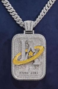 Collar Personalizado con Letra JA Estilo Hip Hop, Plata de Ley 925, Bañado en Rodio, Moissanita Blanca y Amarilla, Unisex, para Fiestas - Product Image 4