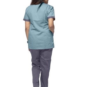 Ensemble de Blouse et Pantalon Médical Femme à Manches Courtes Col en V – Uniforme d'Hôpital Personnalisable en Coton et Polyester Tricoté Respirant pour Usage Médical - Product Image 2