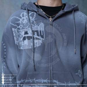 Sudadera con capucha de forro polar de invierno con logotipo personalizado de pedrería, al por mayor, de algodón 100% de alto gramaje, efecto descolorido por el sol, estilo urbano, para hombre, oversize - Product Image 2