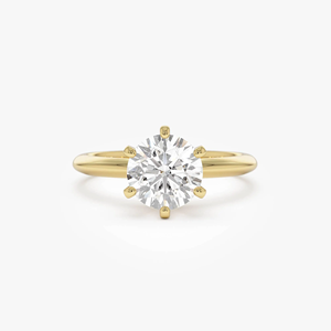Bague de fiançailles en diamant taille brillant rond, or jaune, sertie à griffes, style classique, bijoux fins unisexes - Product Image 5