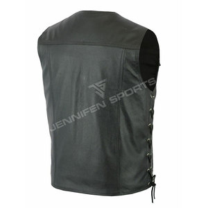 Chaleco de Motocicleta para Hombre, de Cuero Genuino, Acolchado, Casual, Transpirable, para Invierno, con Cierre de Cremallera, para Motociclistas, con Múltiples Bolsillos - Product Image 4