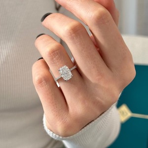 2.5CT Cushion Lab Grown Flush Fit Pave Engagement <b>Ring</b> with Hidden Halo IGI Certified 14k/18k White Gold <b>Diamond</b> <b>Ring</b> for Women - Product Image 5