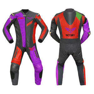 Traje de Cuero Personalizado de Una Pieza para Motociclismo de Carreras, Multicolor, Equipo de Protección Profesional para Motociclistas con Armadura CE para Pista - Product Image 1