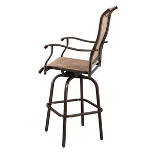 2pcs Brown Wrought Iron Swivel Bar Chair Comfortable Patio Swivel Bar Stools (ONLY Chair) - Product Image 5