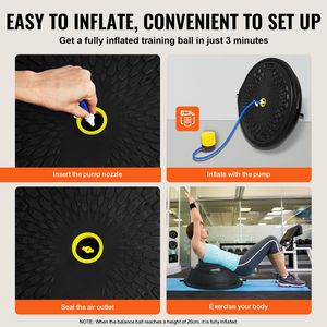 26-Inch Half Exercise Ball Trainer 1500lbs <b>Stability</b> Ball for Yoga Resistance Bands 26-Inch Balance Ball Trainer Ball Ball - Product Image 5