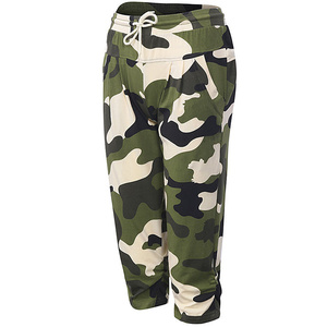 Pantalon de survêtement camouflage pour homme, taille élastique avec cordon de serrage, décontracté, avec poches, en maille mi-lourde, délavé - Product Image 1