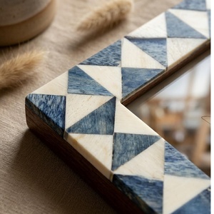 ZONE HANDICRAFTS HCZ-40 กรอบรูปตั้งโต๊ะทรงสี่เหลี่ยมผืนผ้า งานแฮนด์เมดน้ำหนักเบา ตกแต่งด้วยกระดูกฝังลาย โมเดิร์น พิมพ์ดิจิทัล 1 สี น้ำเงิน - Product Image 6