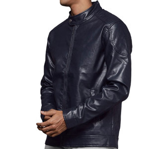 Veste en cuir de vache pour homme, design personnalisé, hiver, col montant et logo sur le devant, haute qualité, tendance - Product Image 1
