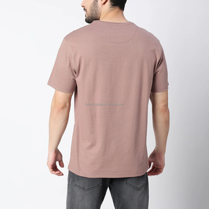 <b>Men's</b> Dusty <b>Pink</b> Short Sleeve O-Neck Cotton <b>T</b>-<b>Shirt</b> Regular Fit Casual Style Jersey Knitted Solid Color Blank Design - Product Image 3