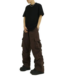 Pantalon cargo homme en coton respirant, coupe large, extensible, style utilitaire, motif chino, avec cordon de serrage latéral, d'occasion - Product Image 4