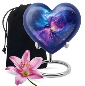 Urna de corazón de mamut de alta calidad-Urna conmemorativa y de honorario para cenizas de adultos con soporte y bolsa de terciopelo gratis - Product Image 2