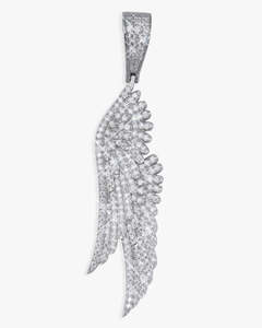Colgante de Pluma de Ala de Ángel con Moissanita VVS, Joyería de Lujo Estilo Hip Hop - Product Image 1