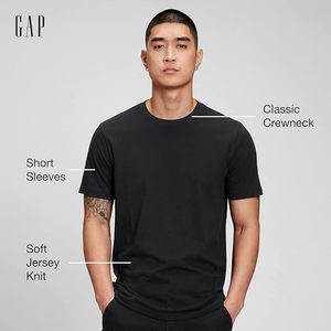 T-shirt en coton noir uni pour homme, manches courtes, col rond, coupe classique, jersey décontracté, lavable en machine - Product Image 5
