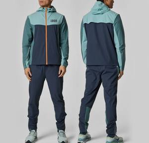 Survêtement de sport léger pour homme, de haute qualité, 100% coton, à capuche, uni, avec poignets élastiques réfléchissants - Product Image 1