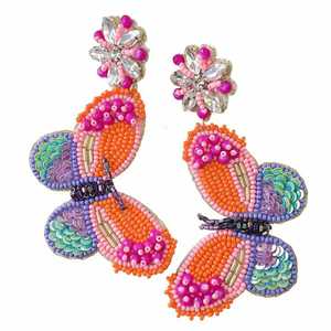 Mardi Gras <b>King</b> <b>Crown</b> Beaded Drop Earrings Purple Green Yellow Crystal Rhinestone Bohemia Style Trendy Party Wedding Unisex - Product Image 6