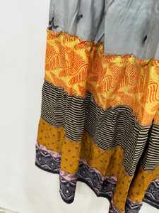 <b>Boho</b> Patchwork <b>Maxi</b> <b>Skirt</b> For Women, Silk Patchwork Tiered Midi <b>Skirt</b>, Elastic Waist <b>Skirt</b>, <b>Boho</b> Festival <b>Skirt</b>, Gift For Her - Product Image 6