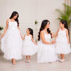 <b>Mother</b> <b>Daughter</b> <b>Matching</b> <b>Dresses</b> Ruffle Layered Maxi Gown Set Floral Celebration Wedding Party Family Photoshoot Boutique Outfit - Product Image 5