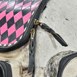 Leather Walla Elegant Checkered Pattern Genuine Cowhide Leather Fashion Lady Western Anti-theft <b>Waterproof</b> Large Backpack - Product Image 2
