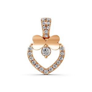 Lab Grown Diamond Heart Bow Pendant <b>Necklace</b> 14K Yellow Gold Rhodium Plated 0.23 CT Diamond IGI Certified Trendy Love Gift Women - Product Image 1