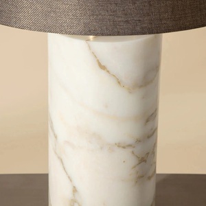 Luxury <b>Marble</b> <b>Table</b> Lamp With Rich Brown Fabric Shade And Sophisticated Contemporary Interior Lighting Appeal - Product Image 3