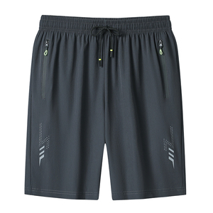 2026 New Design Men's Black Quick Dry Bermuda Sports <b>Shorts</b> <b>With</b> <b>Zip</b> Pockets Drawstring Waist Sporty Style - Product Image 3
