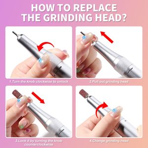 Trapano Elettrico per Unghie Portatile Ricaricabile 45000RPM Professionale con Base e Punte per Unghie in Acrilico e Gel - Product Image 6