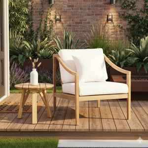 Sillón de Exterior de Madera de Teca Sólida de Diseño Moderno, Cojín Impermeable, Deslizante, para Sala de Estar, Jardín, Hogar, Almacén, Uso Exterior - Product Image 4
