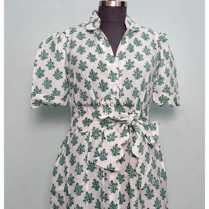 Vestido largo de algodón indio estampado a mano, vestido largo de boda india, ropa de verano para niña, vestido 100% algodón - Product Image 4