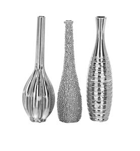 Juego de 3 floreros modernos para el hogar, Hotel, restaurante, florero decorativo, Metal, Color plateado, mesa, florero de flores de aluminio - Product Image 1