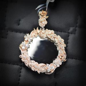 Luxury <b>Floral</b> Circle Pendant With VVS Moissanite Diamond and 925 Sterling Silver Jewelry - Product Image 1