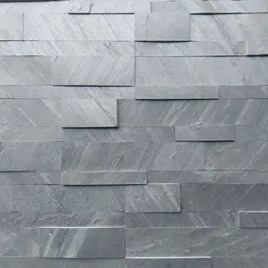 Good Quality Ocean Black Flexible Slate Veneer Sheet Peel and Stick 3D Ledger Stone Panels Wall Cladding Culture Stacked Slate