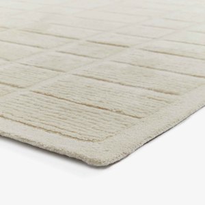 Modern Ivory Grid Pattern Area Rug Neutral Textured Tufted Carpet Contemporary Living Room Bedroom Decorative Floor Rug Decor - Product Image 2