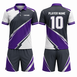 Women's Sporty Golf <b>Polo</b> Shirt Shorts Kit Purple Gray Quick Dry Elastic Waist Collar Set Spandex/Cotton - Product Image 1