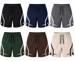 Pantalones Cortos Deportivos de Secado Rápido para Hombre, Color Marrón, con Franja Lateral, Cordón Ajustable, Cintura Media, Tejido de Poliéster, Estilo Casual - Product Image 6