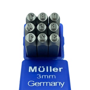 9 tampons numériques en acier de 3 mm (0-9) avec police allemande – Outil de marquage de précision pour la fabrication de bijoux en acier - Product Image 1