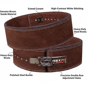 Ceinture de musculation Rexfit Sport en cuir véritable pour haltérophilie, powerlifting, soutien du dos, ceinture robuste à boucle réglable pour hommes - Product Image 4