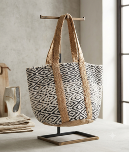 Handmade Recycled Cotton Chindi Braided Jute <b>Bags</b> <b>Reusable</b> Tote <b>Bags</b> for Beach and <b>Shopping</b> with two handles best for beach <b>bags</b> - Product Image 1